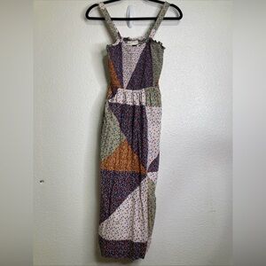 Universal Thread Patchwork Floral Smocked Sleeveless Dress Sz XS Boho Hippie